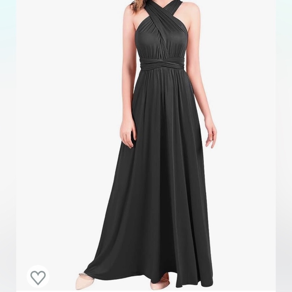 Multi-way Convertible Wrap Maxi Evening Gown Floor Length Cocktail Dress Gray